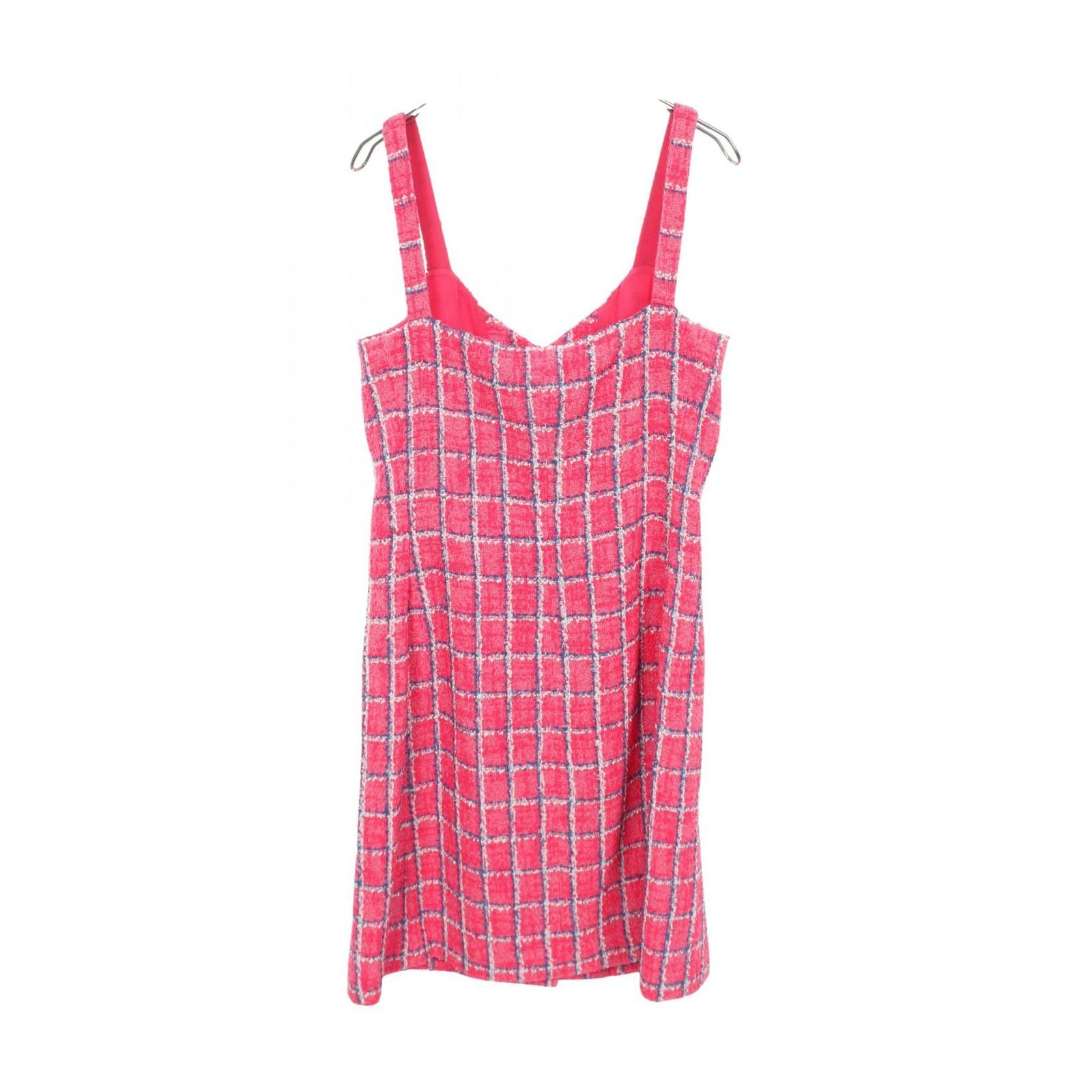 Chanel Dress CC Logo Button Tweed Cami Pink Cotton — view 2
