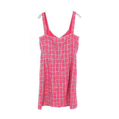 Chanel Dress CC Logo Button Tweed Cami Pink Cotton — view 2