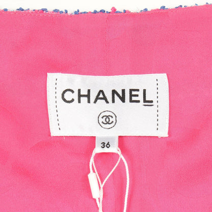 Chanel Dress CC Logo Button Tweed Cami Pink Cotton — view 3