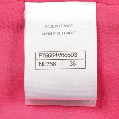 Chanel Dress CC Logo Button Tweed Cami Pink Cotton — view 4