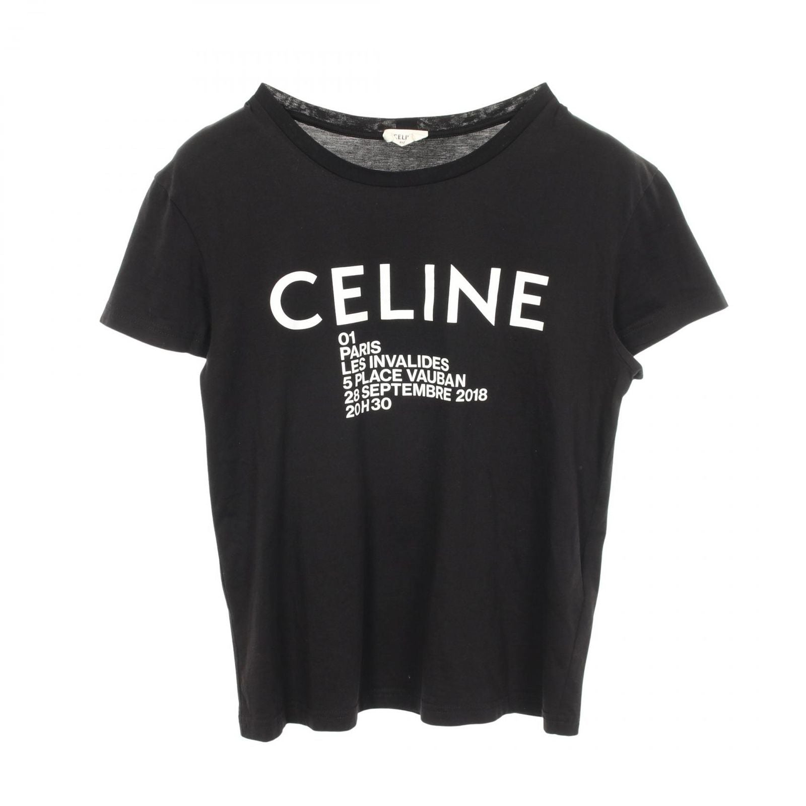 Celine Short Sleeve T-Shirt Logo Print Crew Neck Cotton