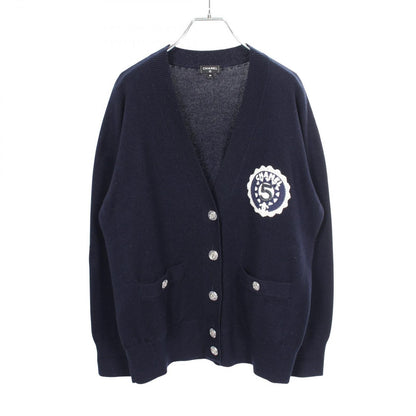 Chanel Cardigan CC Logo Button Neck Cashmere