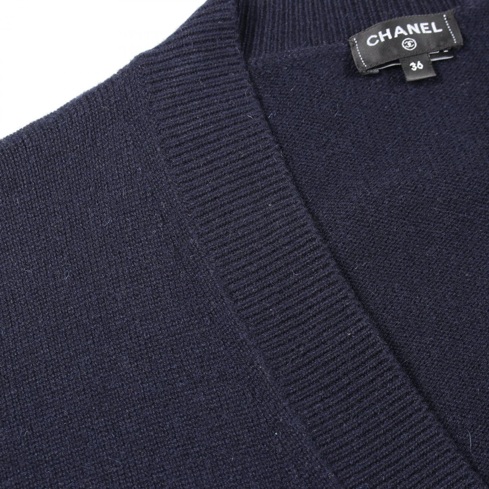 Chanel Cardigan CC Logo Button Neck Cashmere — view 9