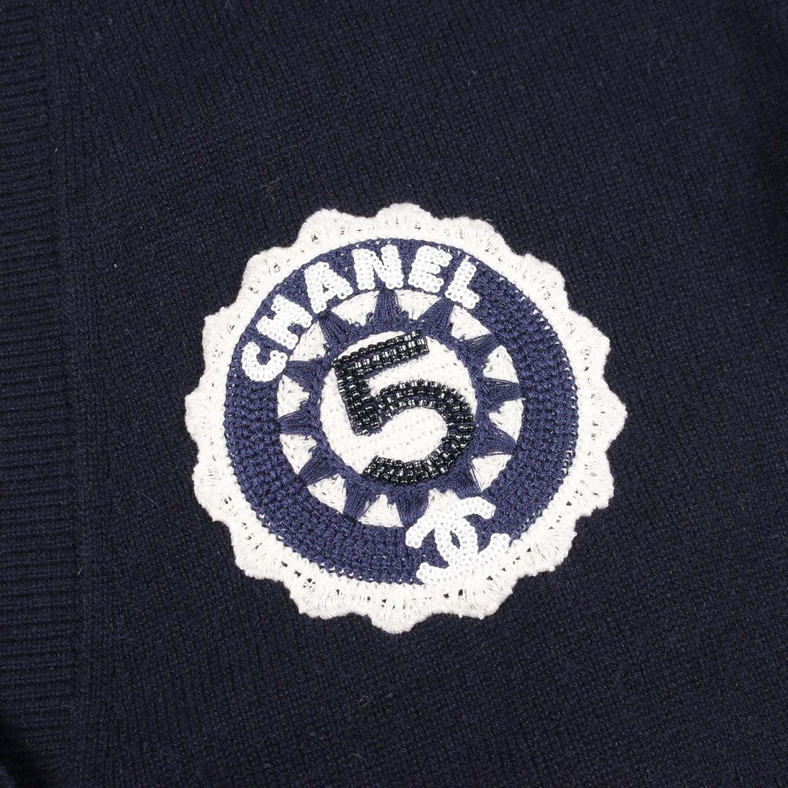 Chanel Cardigan CC Logo Button Neck Cashmere — view 6