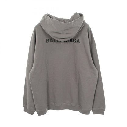 Balenciaga Hoodie Logo Embroidery Gray Cotton Jacket — view 2