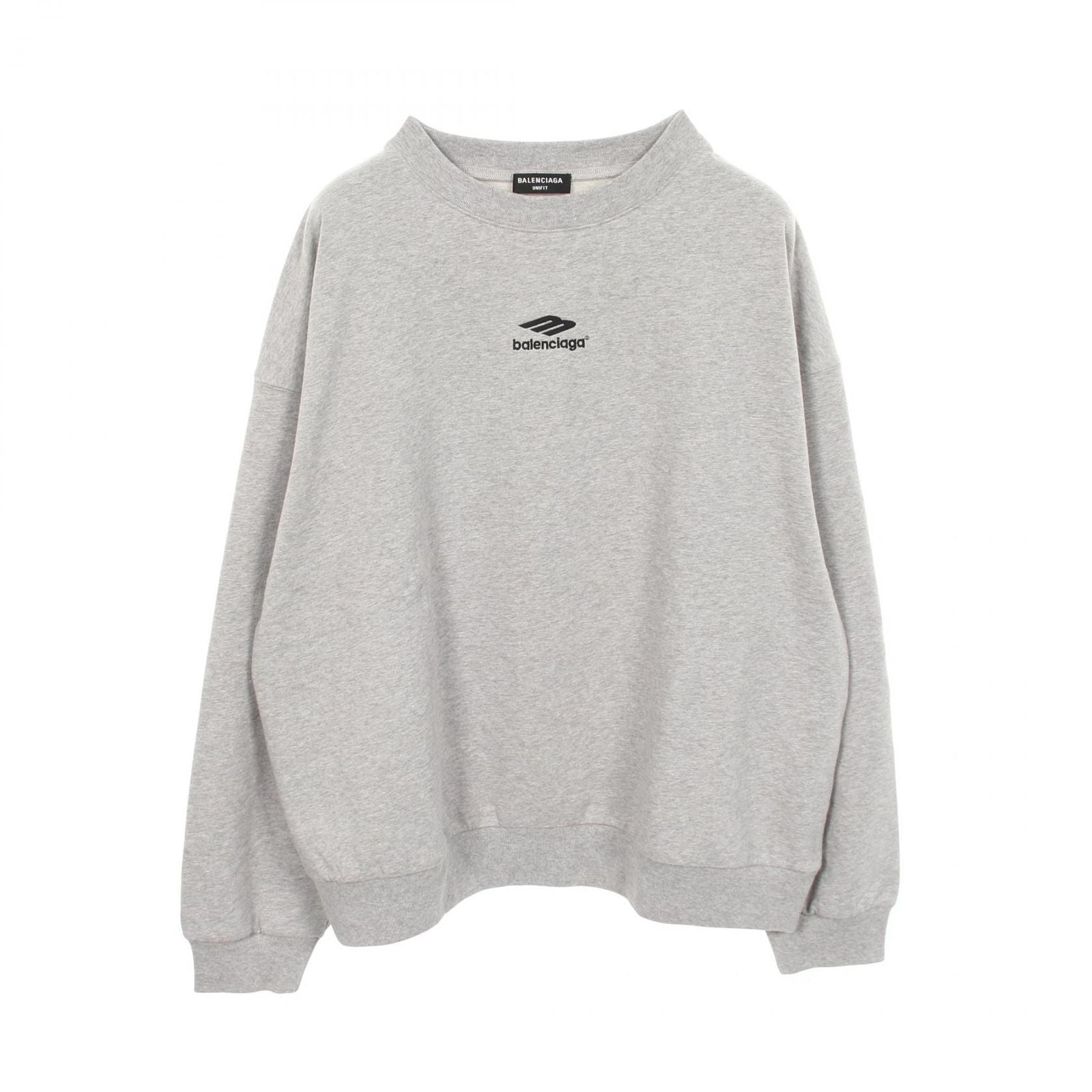 Balenciaga Sweatshirt Logo Embroidery Gray Cotton