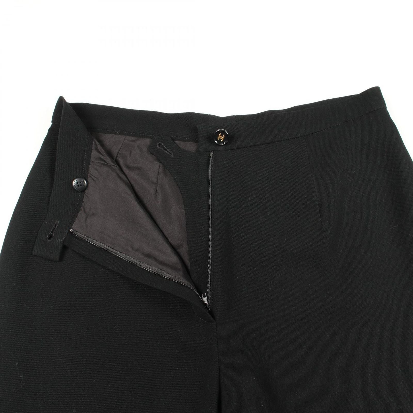 Chanel Pants CC Logo Button Tapered Wool — view 5