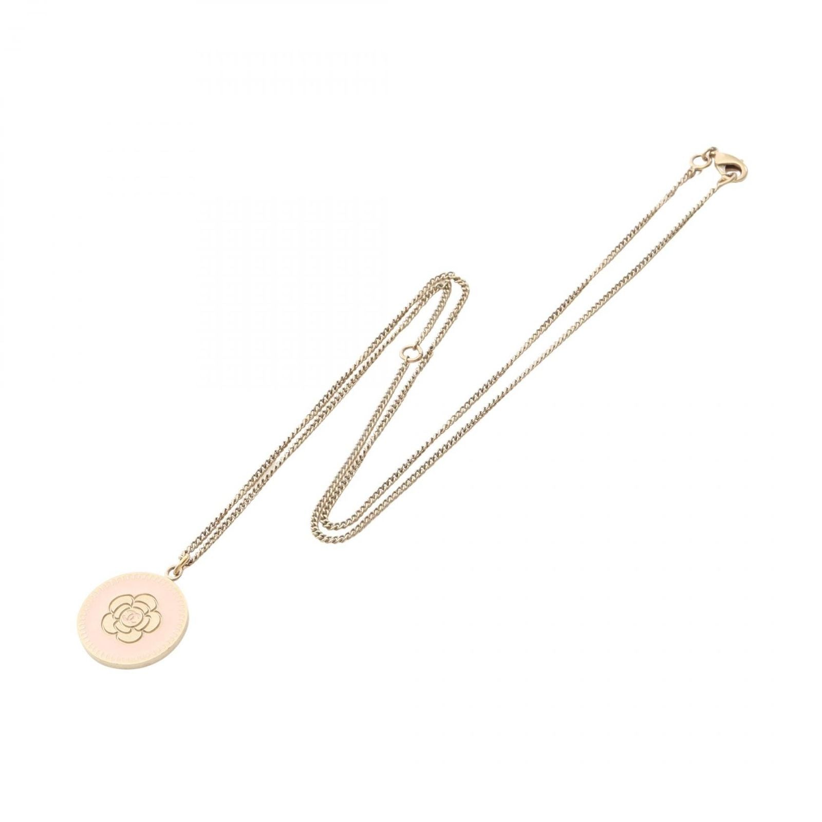 Chanel Necklace Camellia CC Logo Circle Pink — view 3