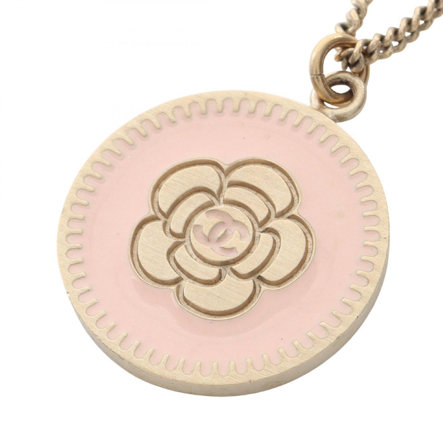 Chanel Necklace Camellia CC Logo Circle Pink