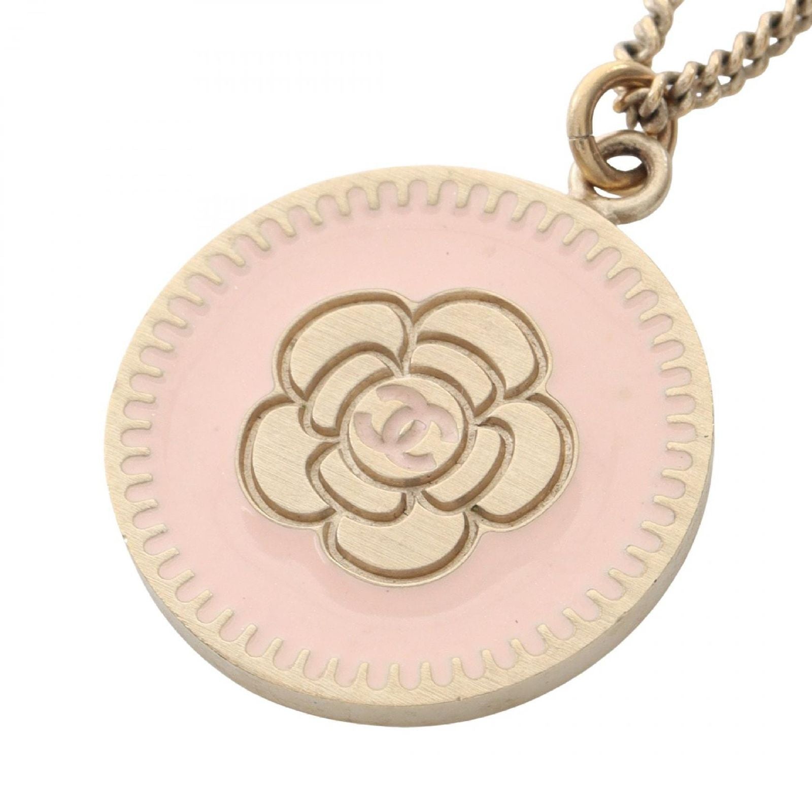Chanel Necklace Camellia CC Logo Circle Pink