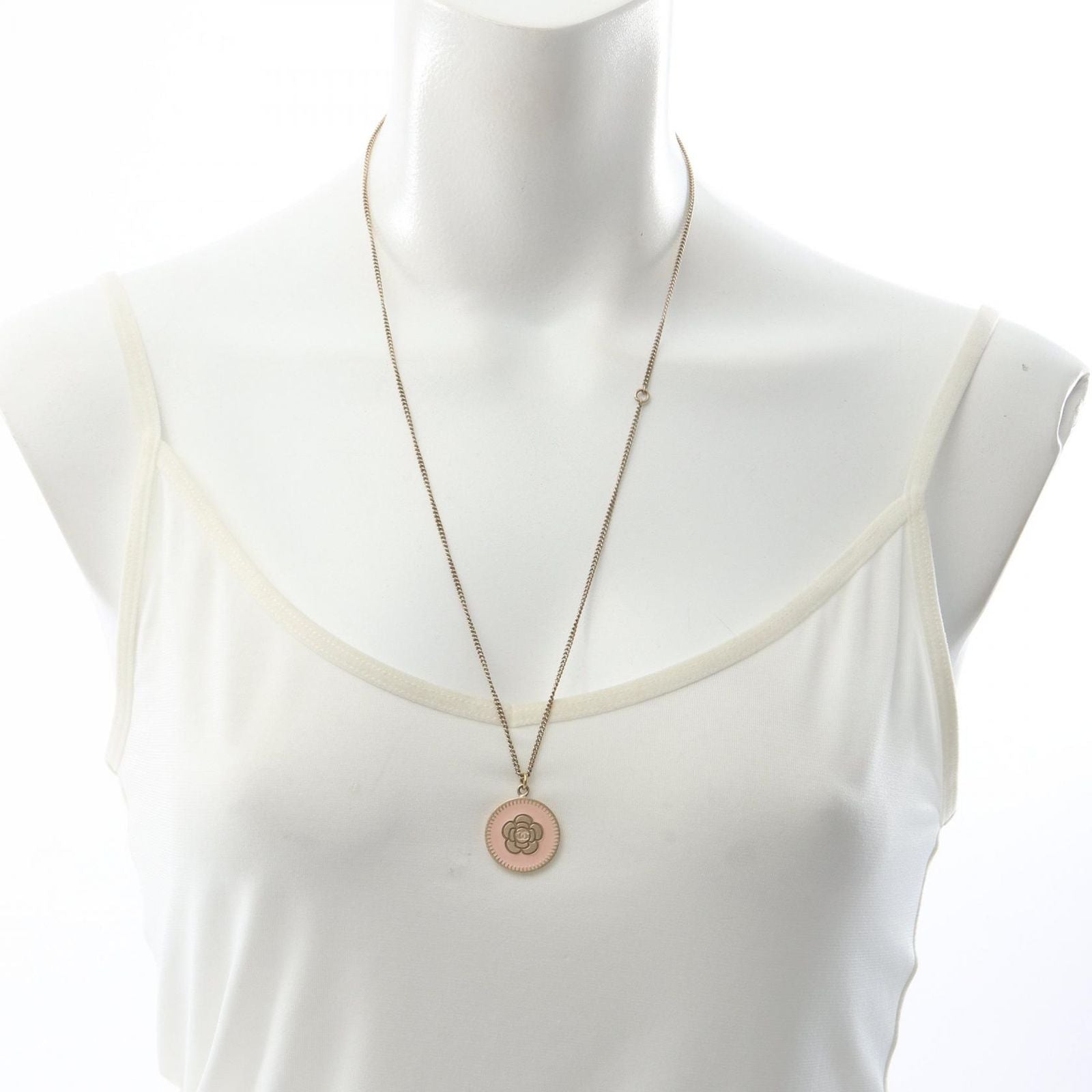 Chanel Necklace Camellia CC Logo Circle Pink — view 6