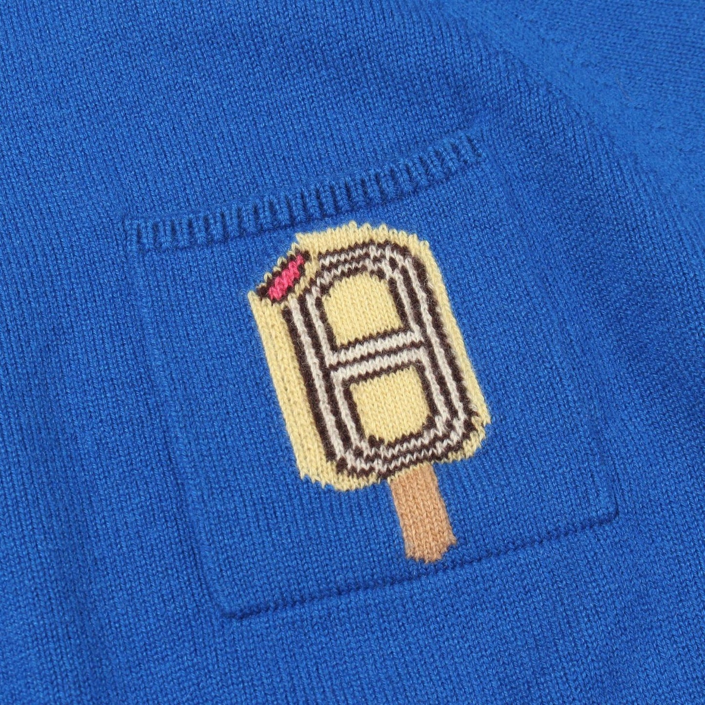 Hermes Knit Funny Ice Cream Short Sleeve Blue Cashmere Sweater — view 5