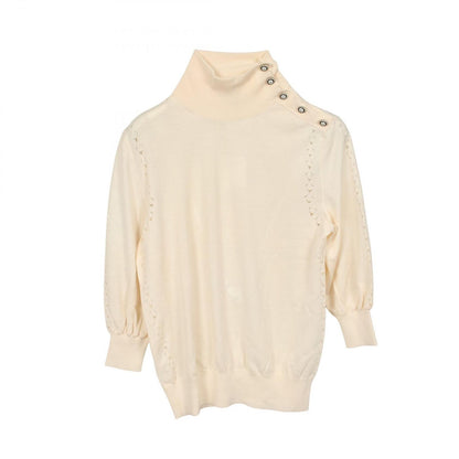 Chanel Knit CC Logo Button High Neck Wool Sweater