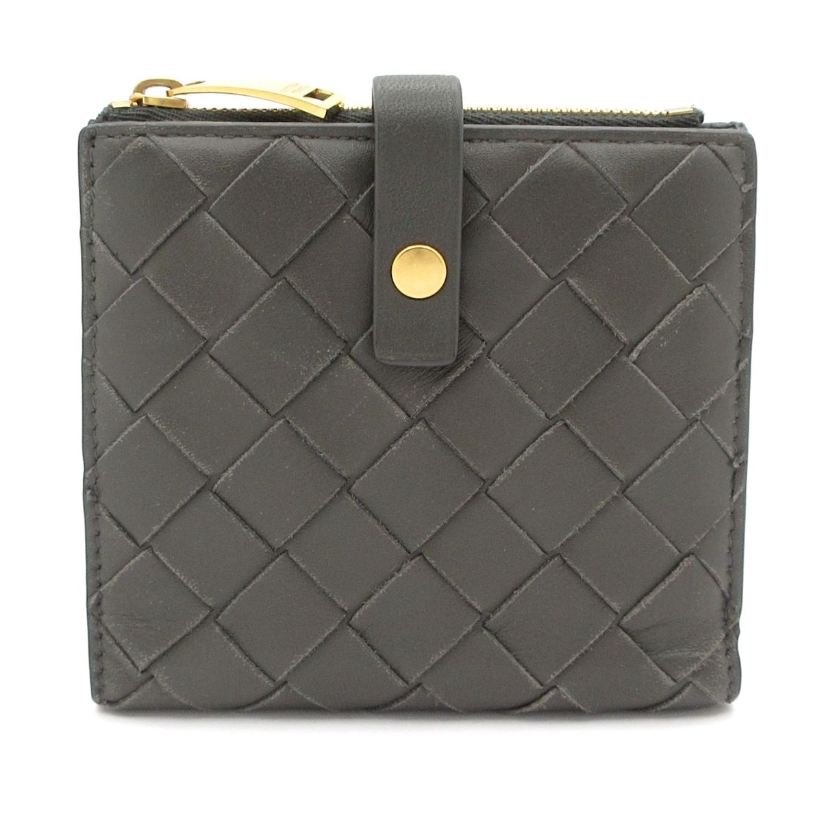 Bottega Veneta Bifold Wallet Maxi Intrecciato Dark Gray Leather
