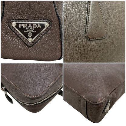 Prada Business Document Brown Briefcase Leather — view 6