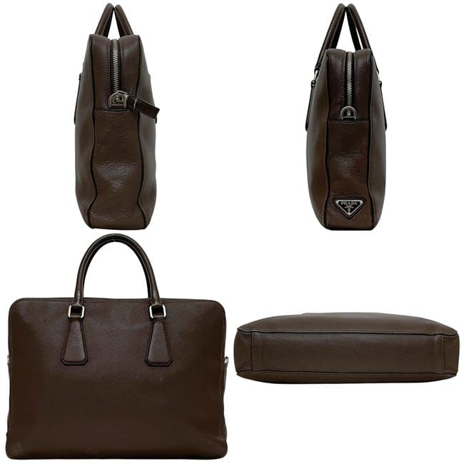 Prada Business Document Brown Briefcase Leather — view 2