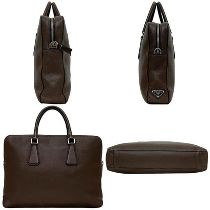 Prada Business Document Brown Briefcase Leather — view 2