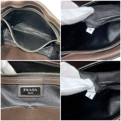 Prada Business Document Brown Briefcase Leather — view 4