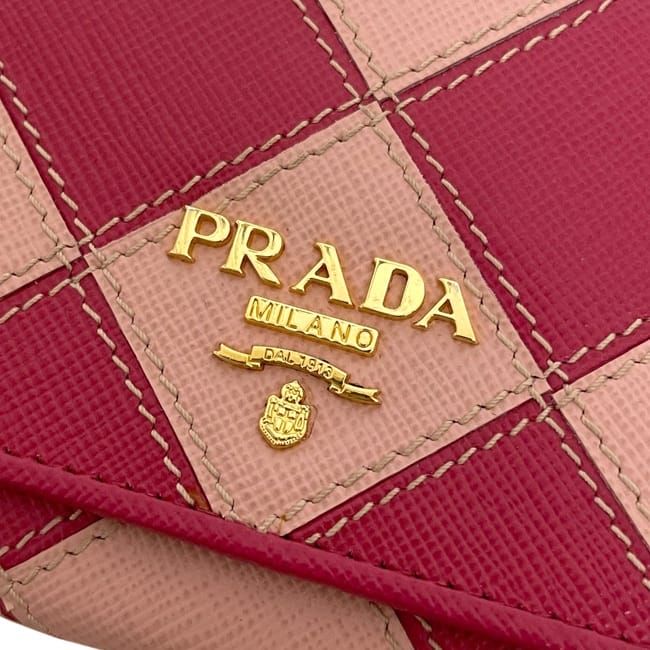 Prada Bifold Wallet Pink Peonia Orchi Rombi — view 7