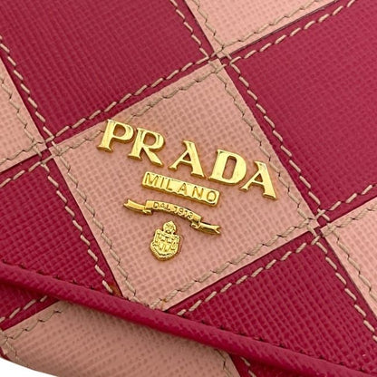 Prada Bifold Wallet Pink Peonia Orchi Rombi — view 7