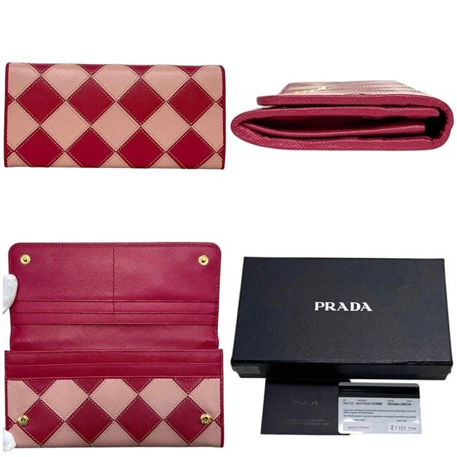 Prada Bifold Wallet Pink Peonia Orchi Rombi — view 2