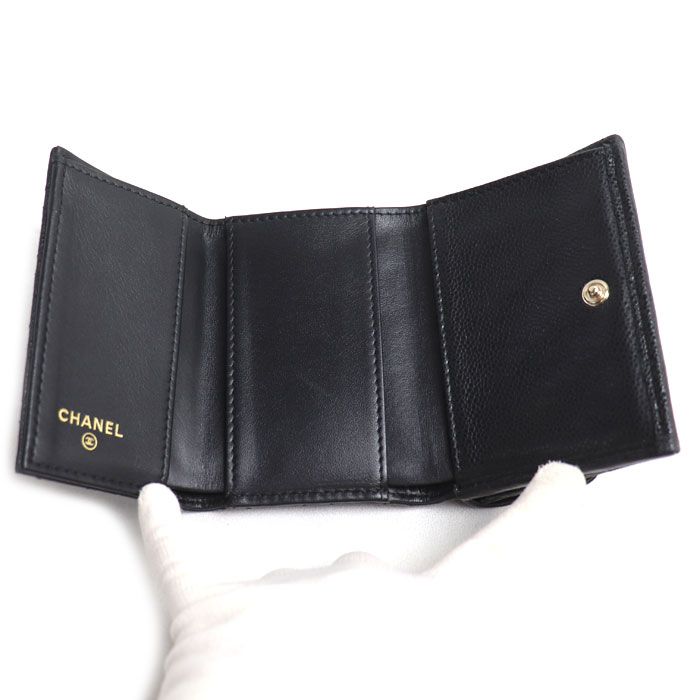 Chanel Quilted Trifold Wallet Black — view 3