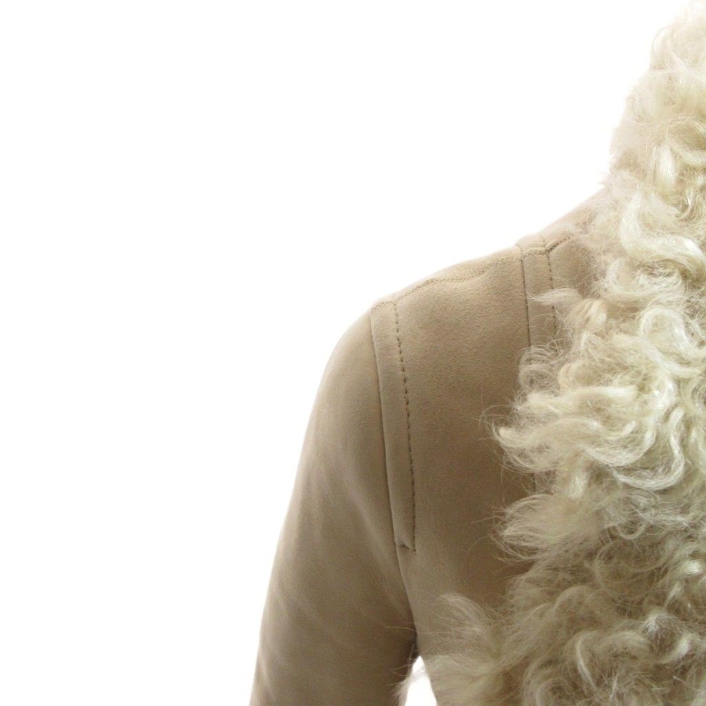 Max Mara Weekend Line Shearling Coat 36 Leather Beige Long Length Tailored — view 4