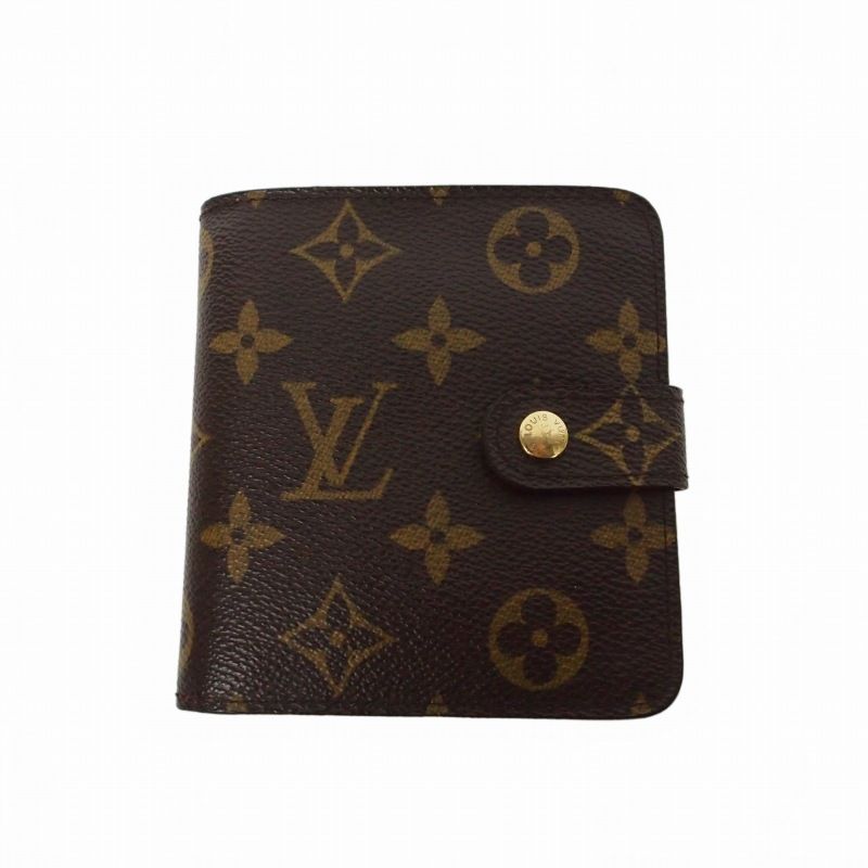 Louis Vuitton Monogram Compact Zip Bifold Wallet Brown