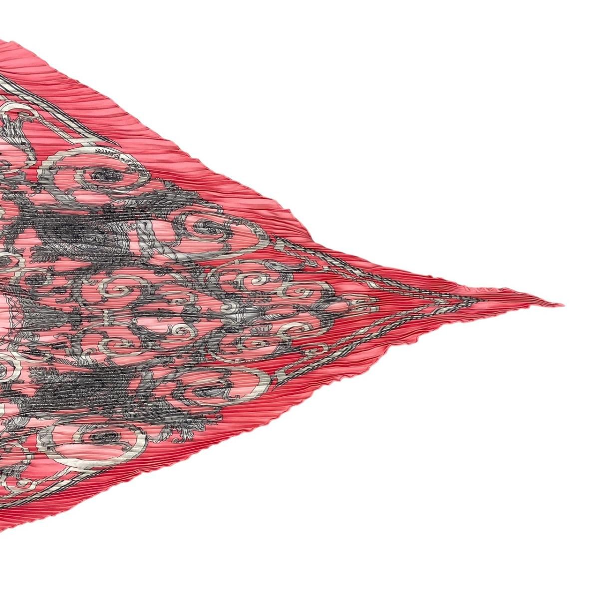 Hermes Silk Scarf Carre 90 Pleated Tui Roulis Pink — view 6
