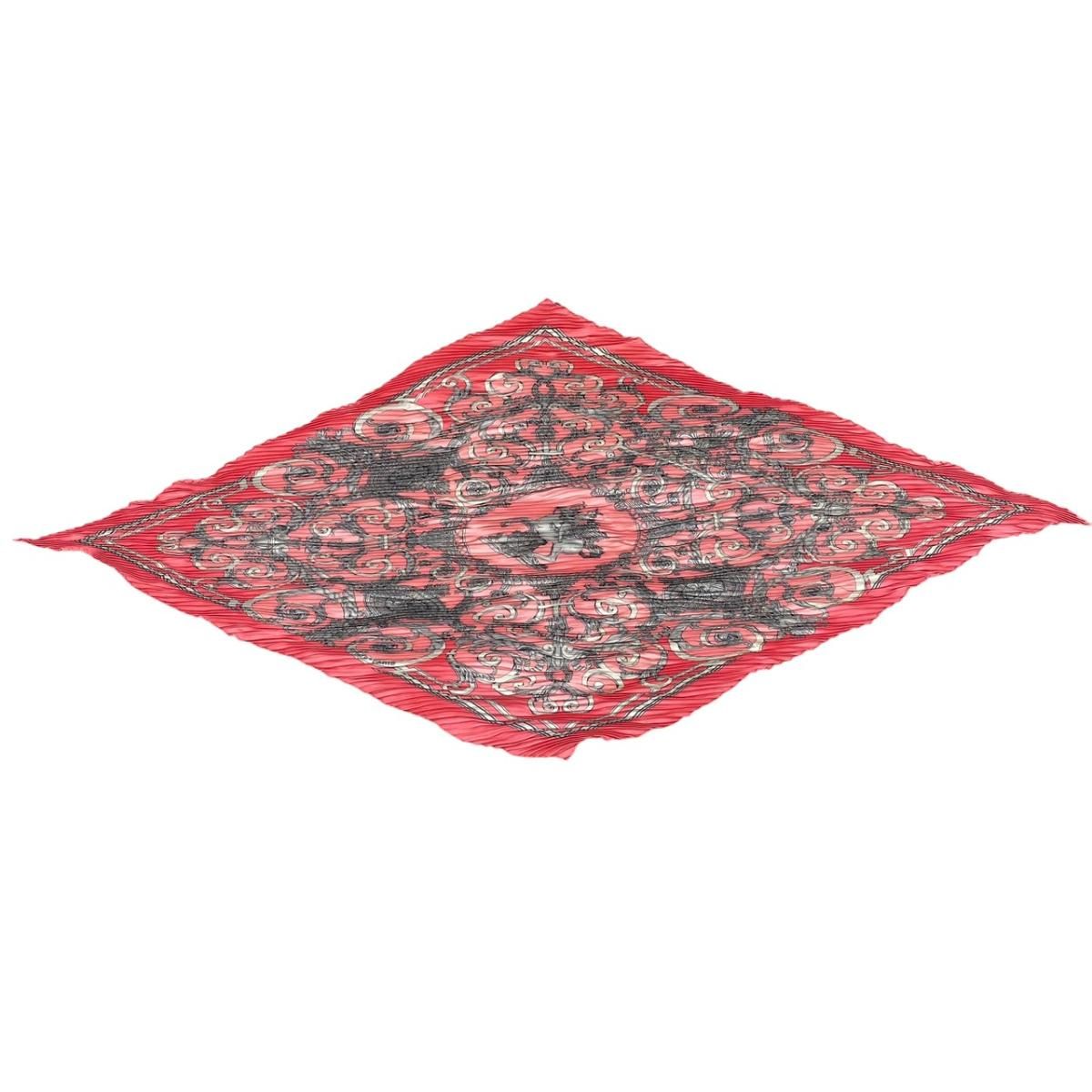 Hermes Silk Scarf Carre 90 Pleated Tui Roulis Pink