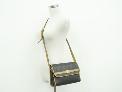 Dior Honeycomb Pattern Shoulder Bag Pochette Black Brown — view 6
