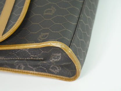 Dior Honeycomb Pattern Shoulder Bag Pochette Black Brown — view 7