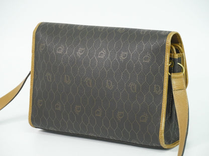 Dior Honeycomb Pattern Shoulder Bag Pochette Black Brown — view 2