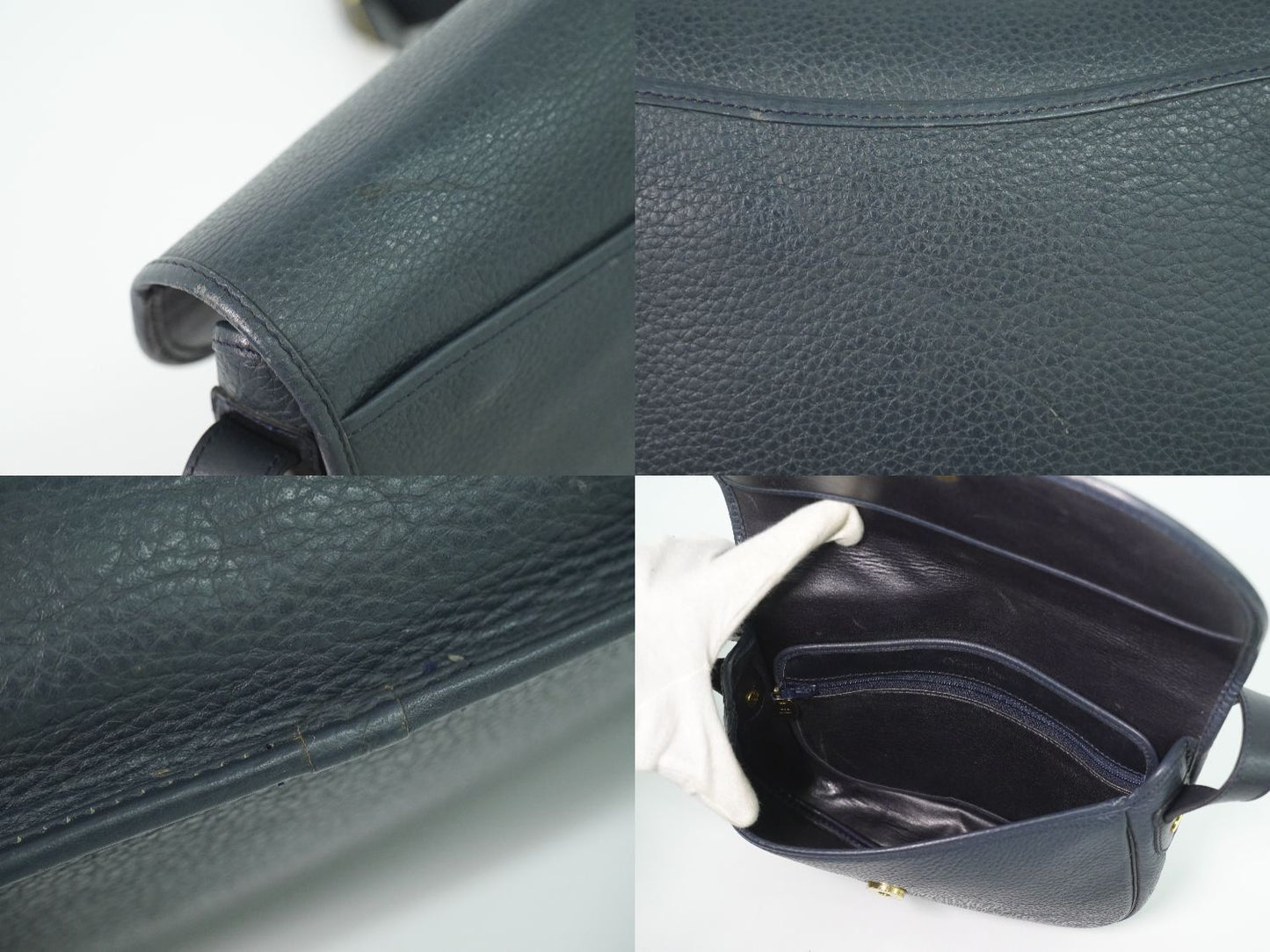 Dior Leather Shoulder Bag Pochette Navy — view 8
