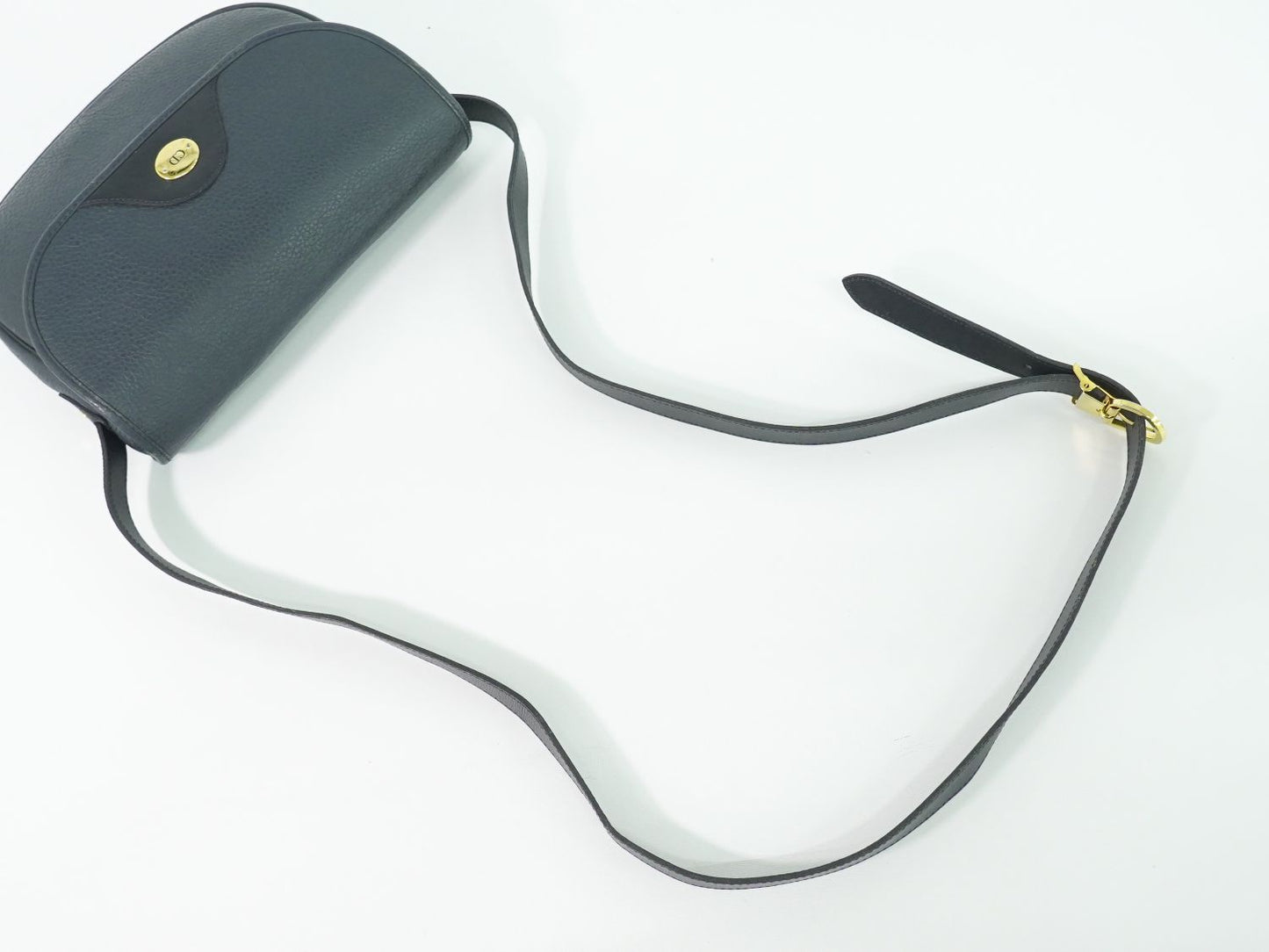 Dior Leather Shoulder Bag Pochette Navy — view 4