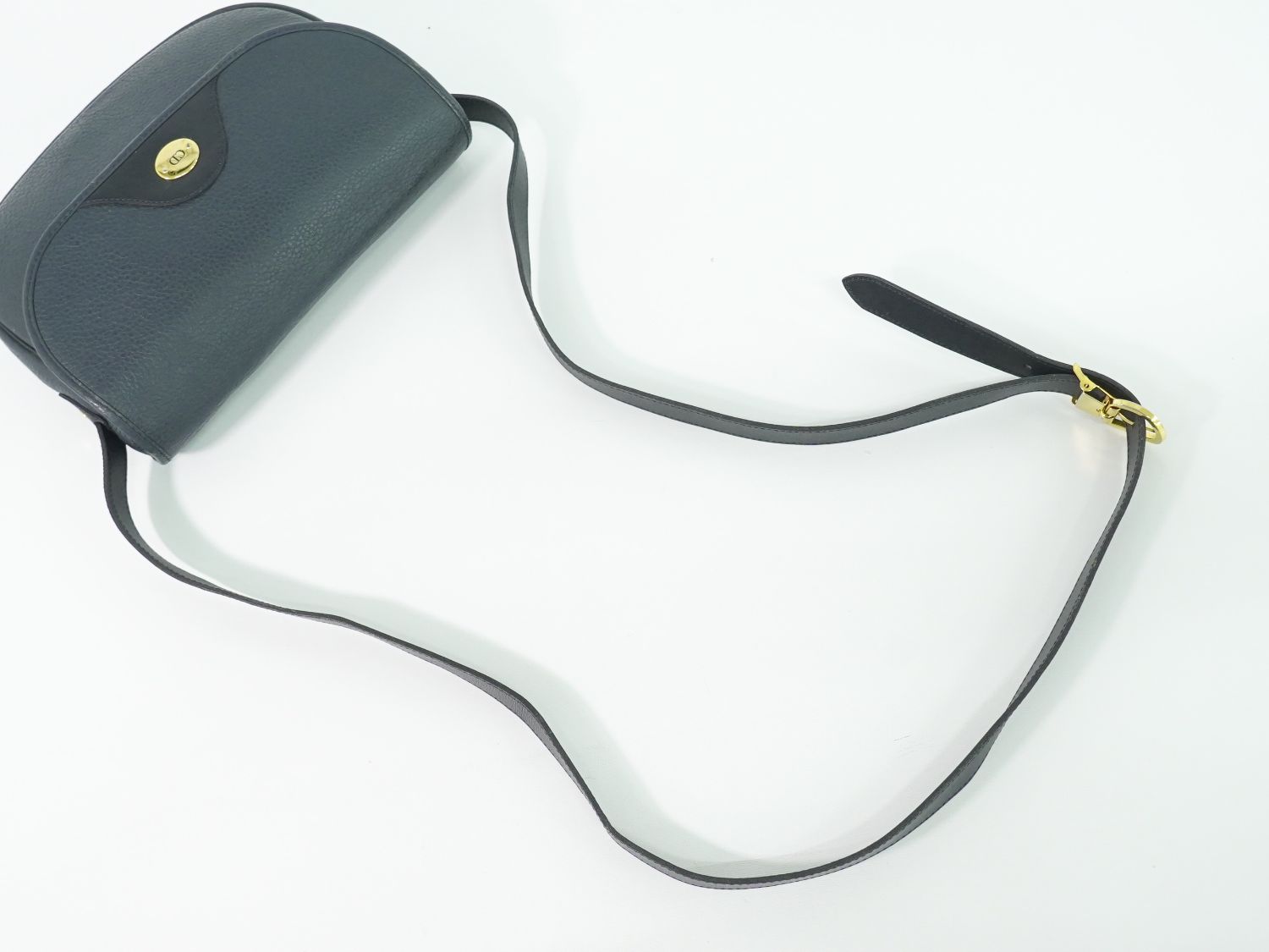Dior Leather Shoulder Bag Pochette Navy — view 4