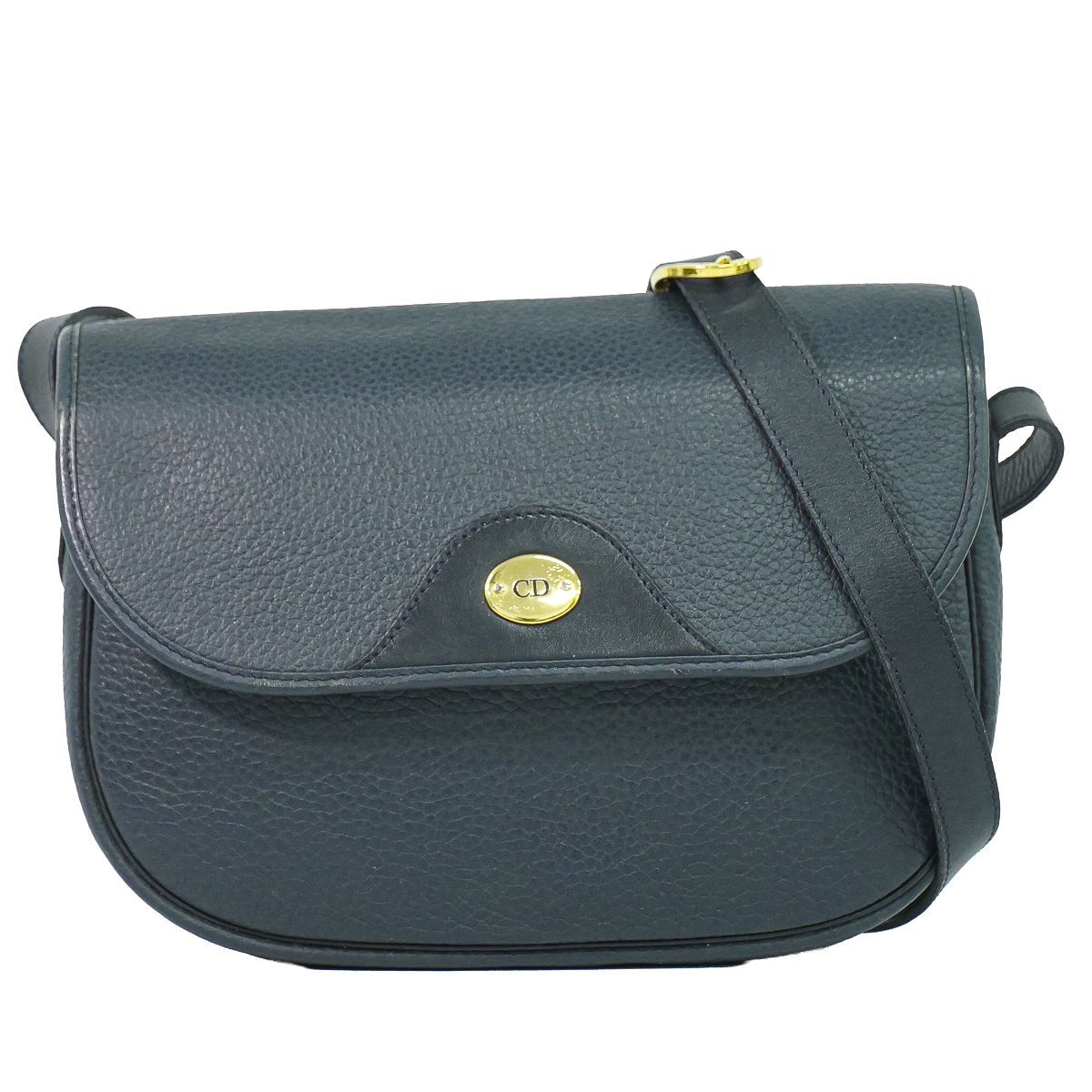 Dior Leather Shoulder Bag Pochette Navy