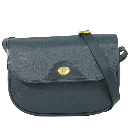Dior Leather Shoulder Bag Pochette Navy