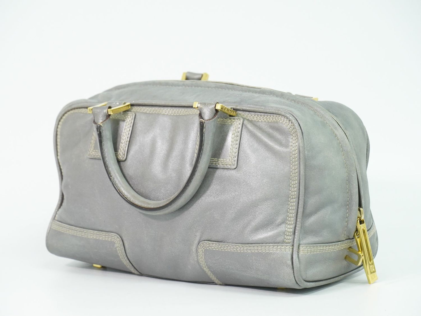 Loewe Amazona 28 Anagram Mini Boston Bag Leather Gray — view 2
