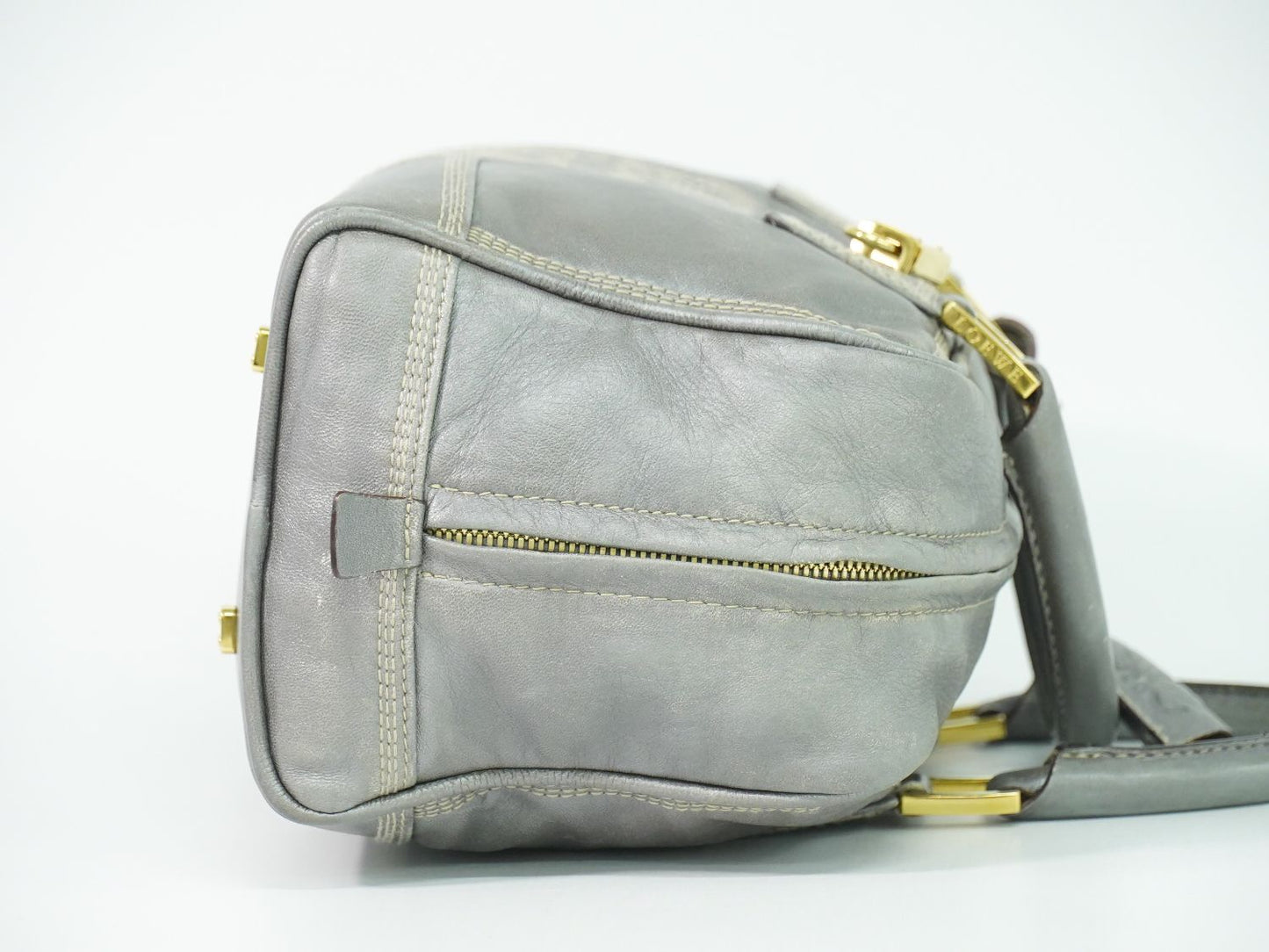 Loewe Amazona 28 Anagram Mini Boston Bag Leather Gray — view 4