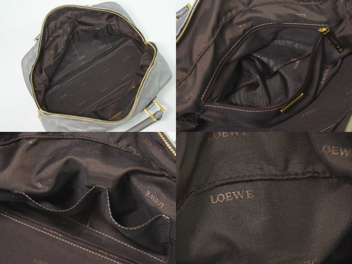 Loewe Amazona 28 Anagram Mini Boston Bag Leather Gray — view 8