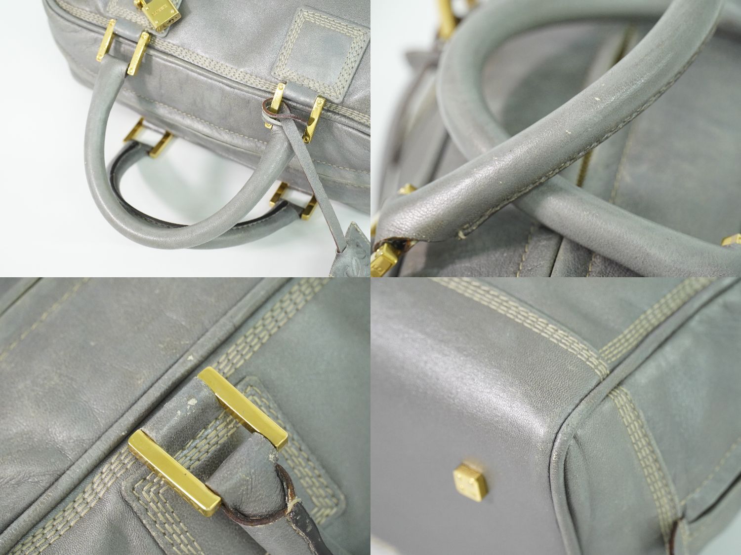 Loewe Amazona 28 Anagram Mini Boston Bag Leather Gray — view 6