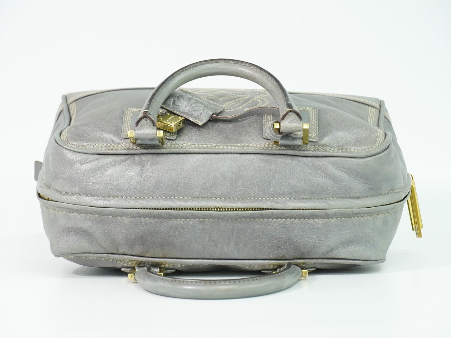 Loewe Amazona 28 Anagram Mini Boston Bag Leather Gray — view 5
