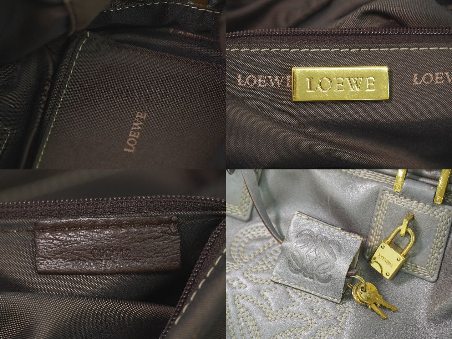 Loewe Amazona 28 Anagram Mini Boston Bag Leather Gray — view 9