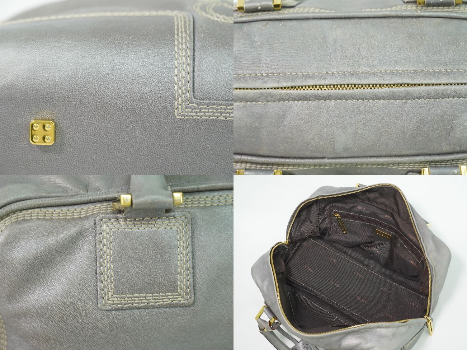Loewe Amazona 28 Anagram Mini Boston Bag Leather Gray — view 7