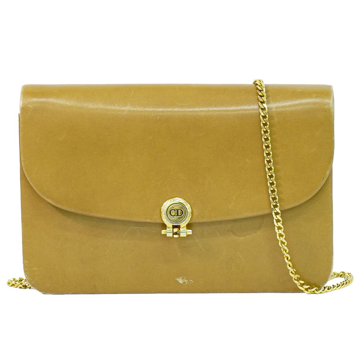 Dior Leather Chain Shoulder Bag Brown