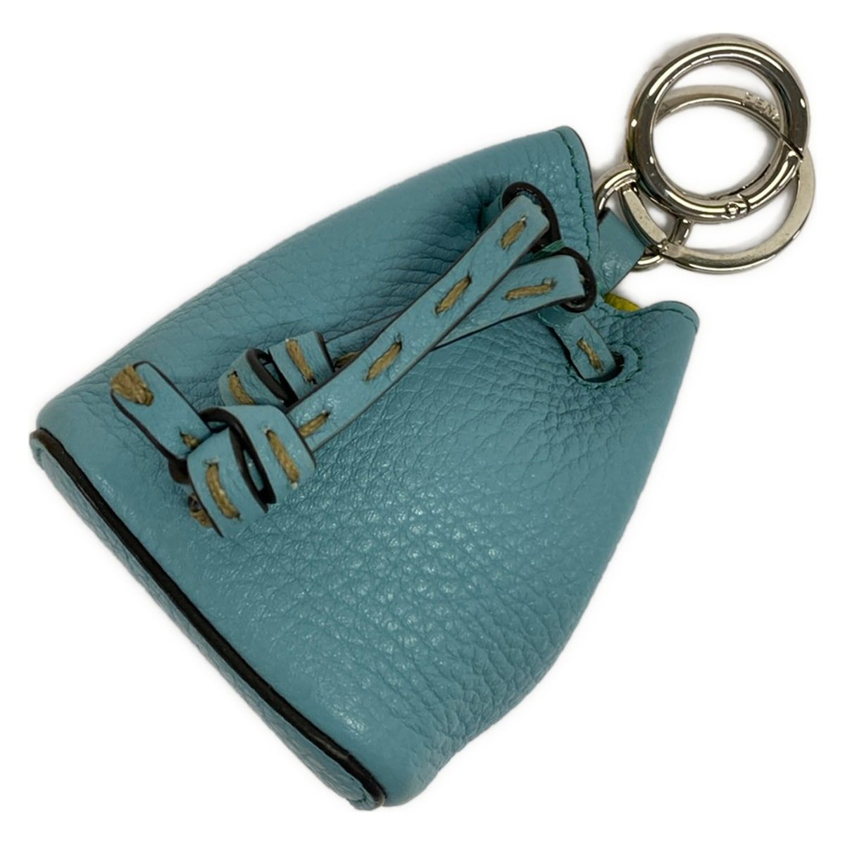 Fendi Key Holder Nanomontresor Charm Blue Green Bag Motif Leather