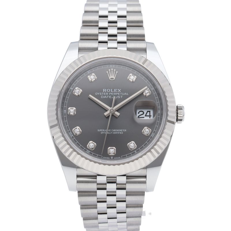 Rolex Datejust 41 Watch Jubilee Diamond Calf-t Box 18k White Gold SS — view 2