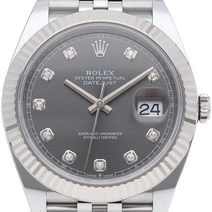 Rolex Datejust 41 Watch Jubilee Diamond Calf-t Box 18k White Gold SS