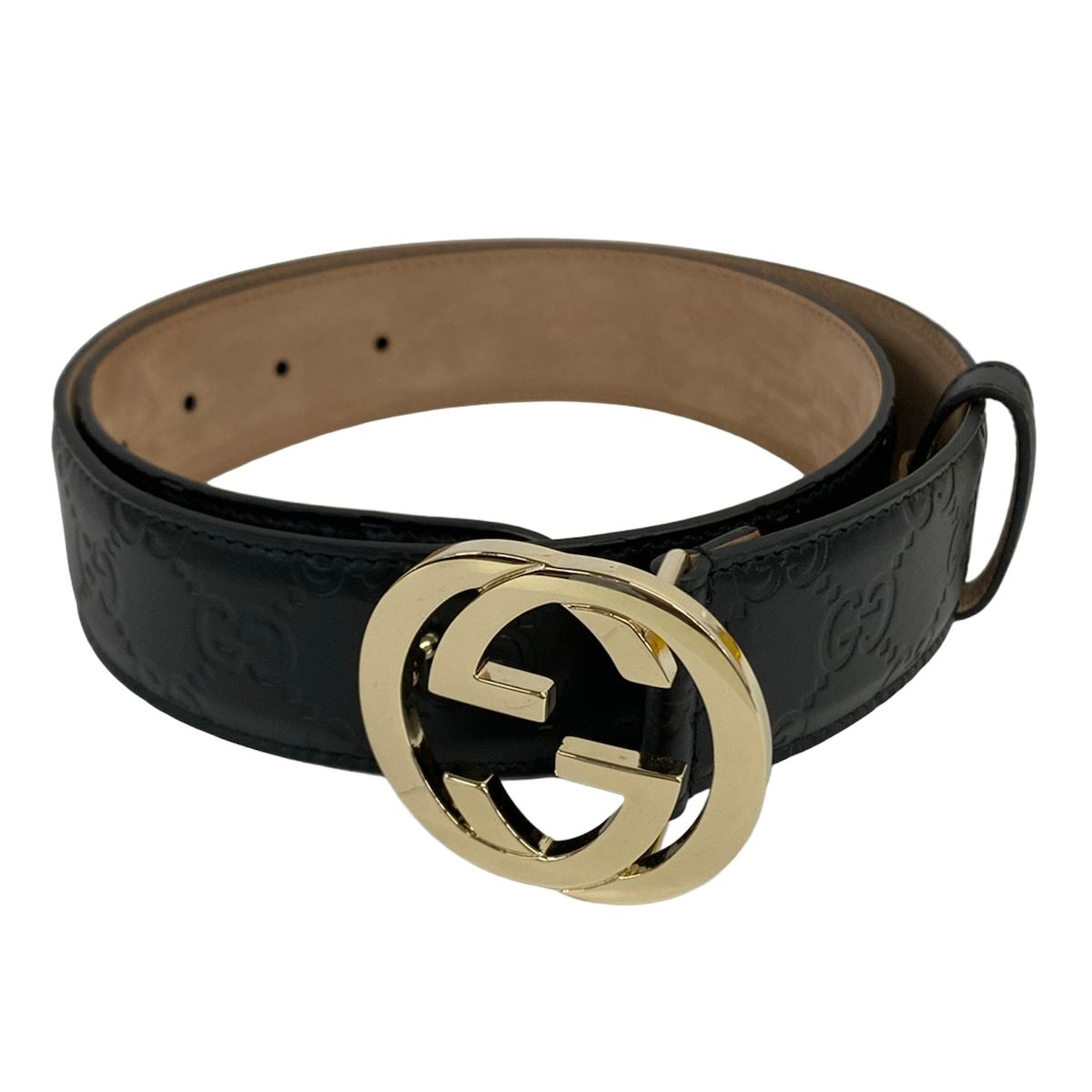 Gucci Belt 80.32 Black Interlocking Leather